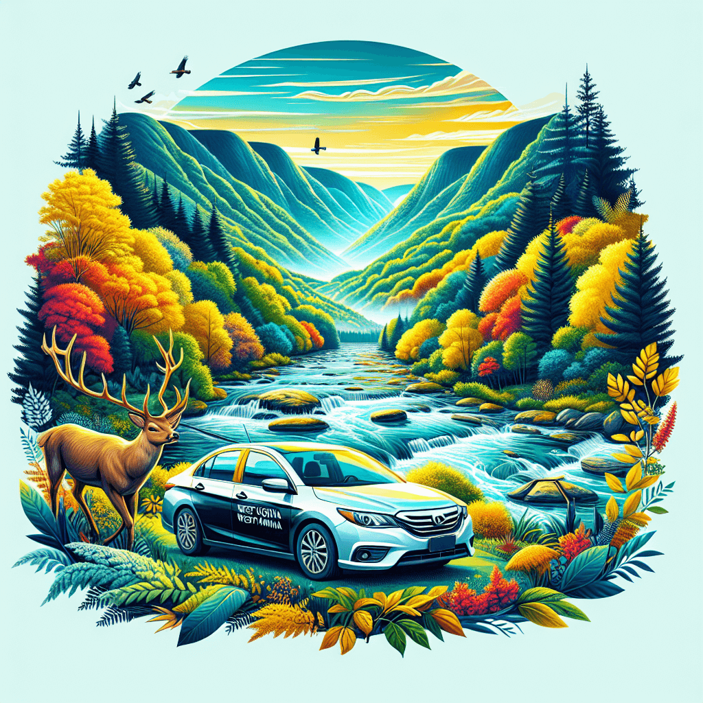 City car amidst autumnal West Virginia landscape