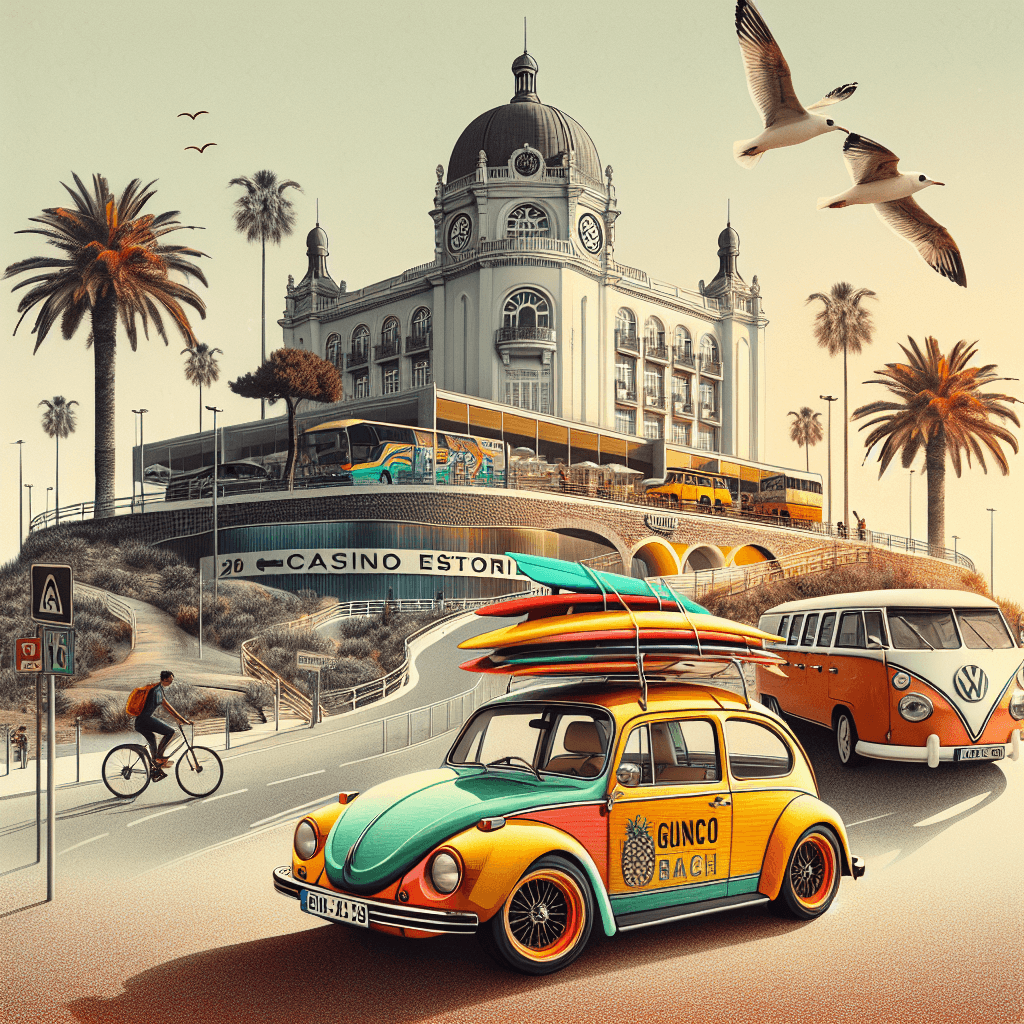Urban car, Casino Estoril, surfboards, seagulls, cyclists