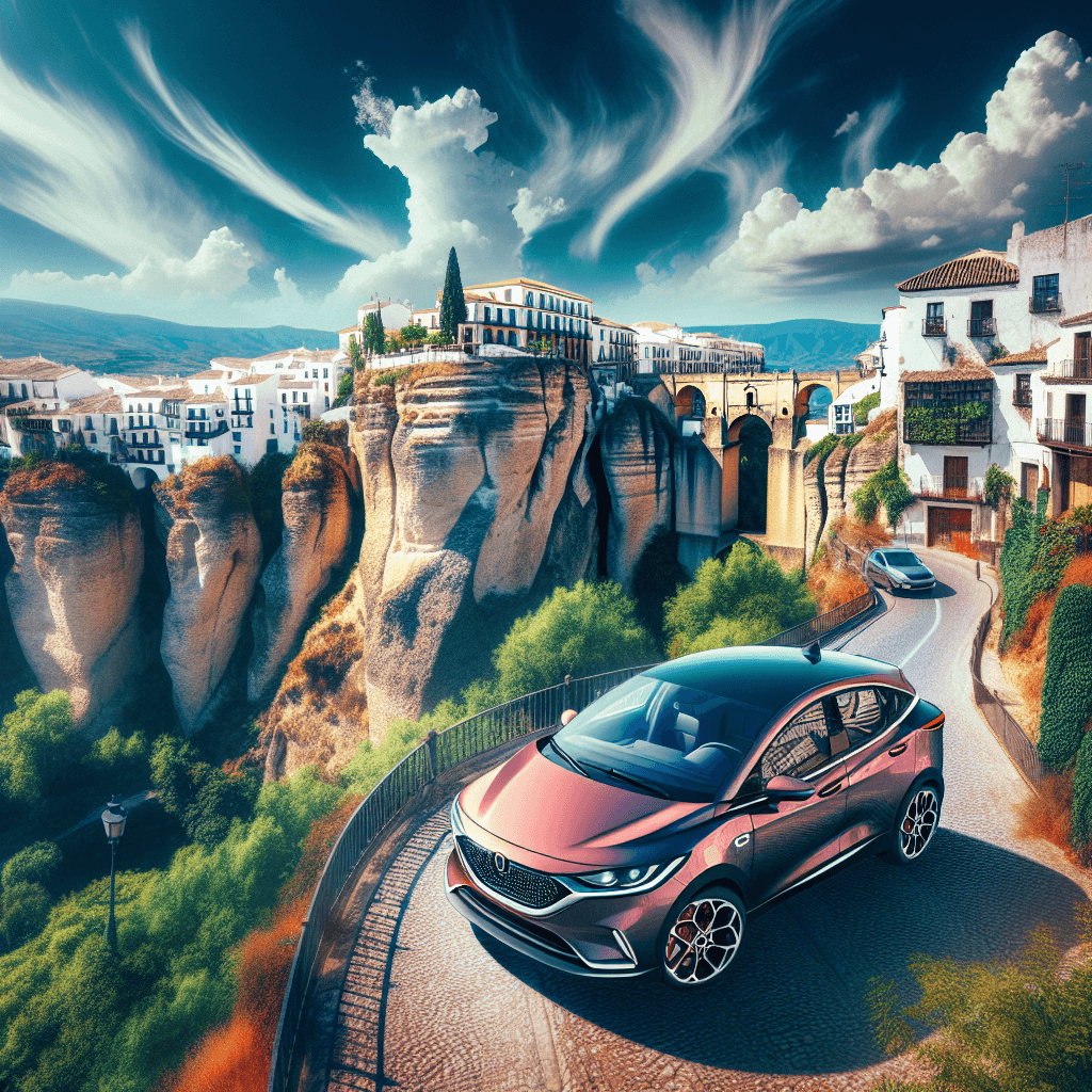 City car amidst the scenic Ronda landscape