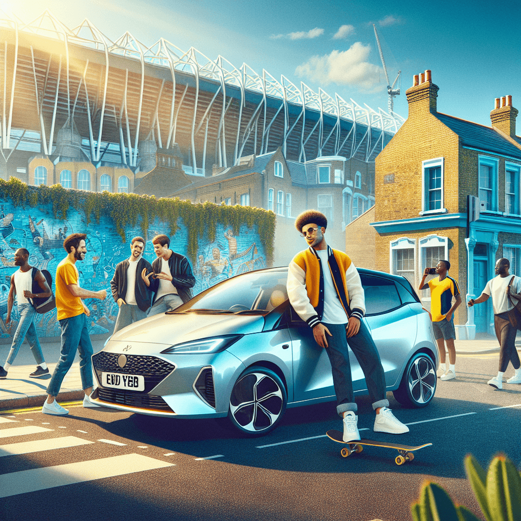 City car in Tottenham featuring vibrant neighbourhood, stadium, and diverse folks