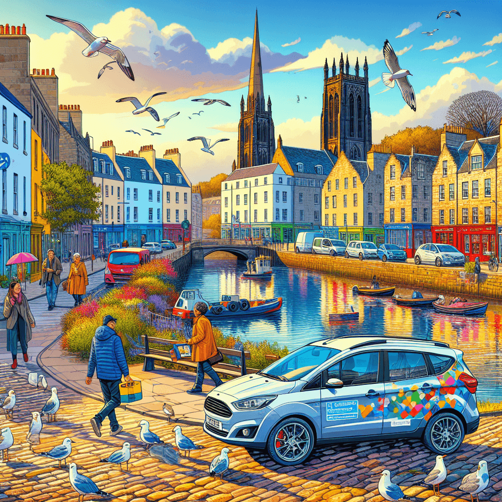 City car ready for hire in vibrant Leith